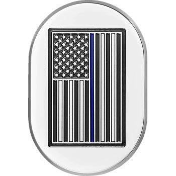 FIGURATI DESIGNS Antenna Cover - Right Rear Fender - Blue Line American Flag - Chrome FD70-AC-SS-RT