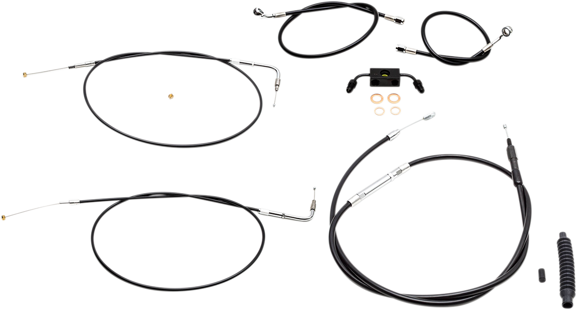 LA CHOPPERS Handlebar Cable/Brake Line Kit - 12" - 14" Ape Hanger Handlebars - Black Vinyl LA-8211KT-13B