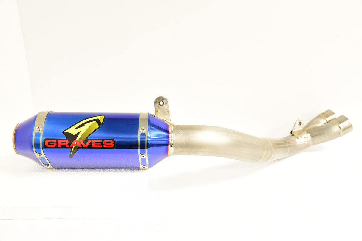 Graves Motorsports Superbike Full Titanium Exhaust System - Electrick Blue Silencer R1 2015-2023 Exy-20r1-Sbkb