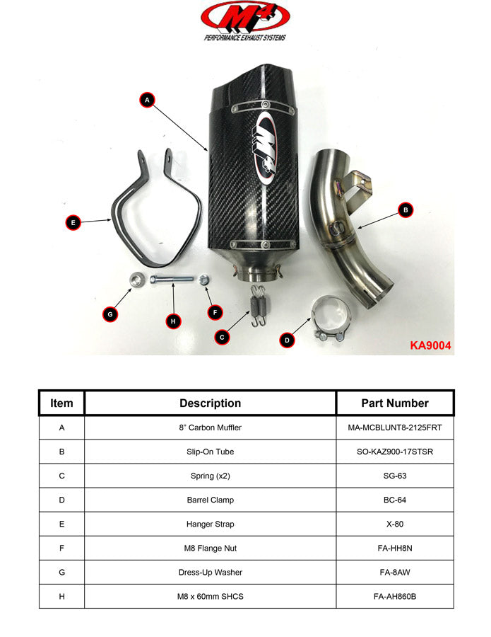 IN STOCK M4 Exhaust Carbon Fiber Slip-On 2017-2025  Z900 KA9004