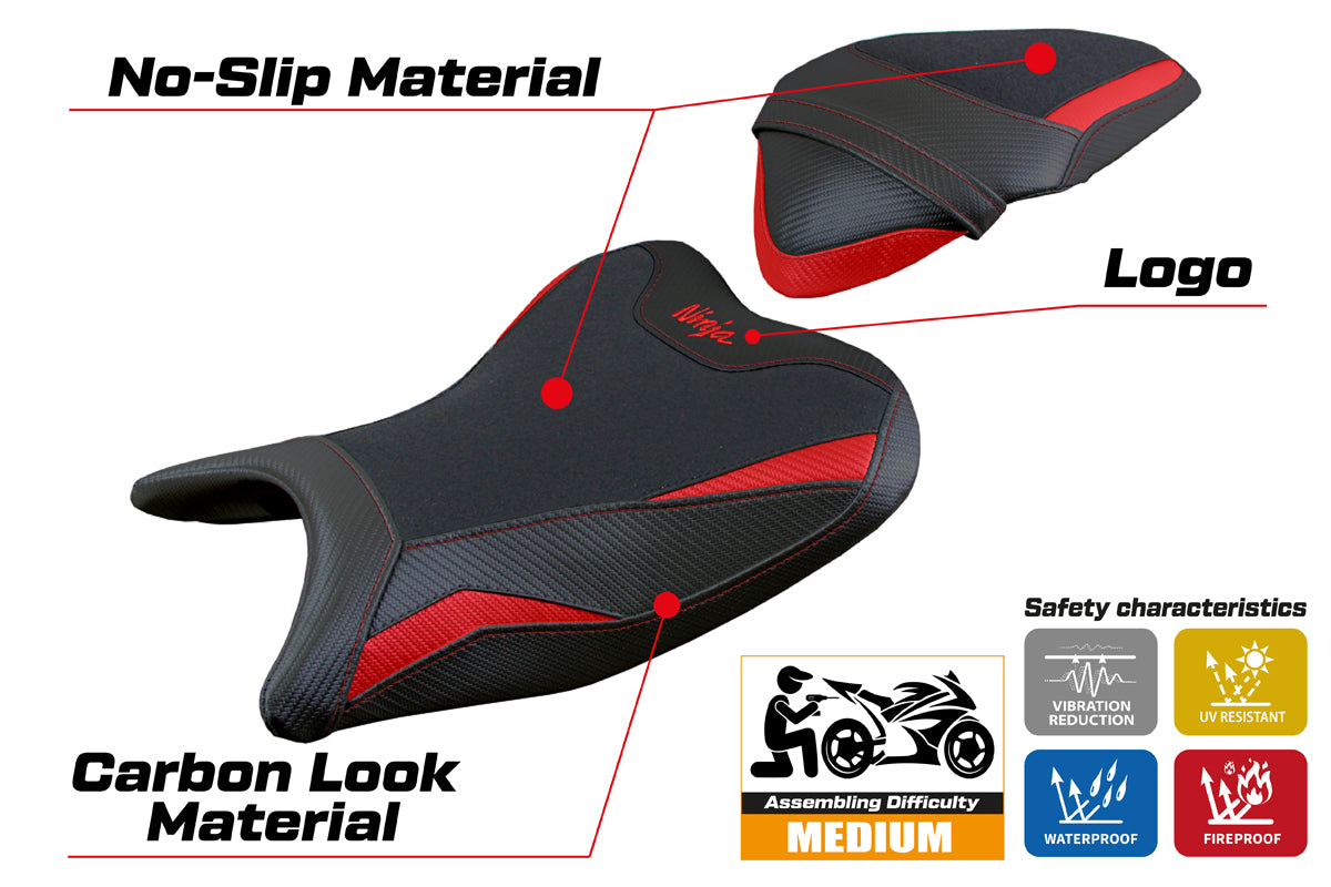 Tappezzeria Italia Kawasaki Ninja 250 2018 2019 Seat Cover Ultragrip in Red and Black