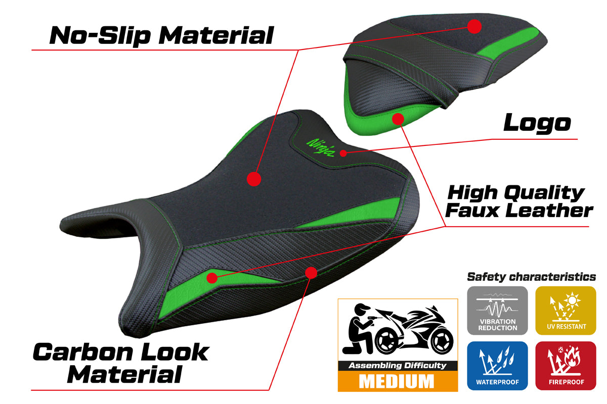 Tappezzeria Italia Kawasaki Ninja 400 2018-2023 Seat Cover Ultragrip in Green