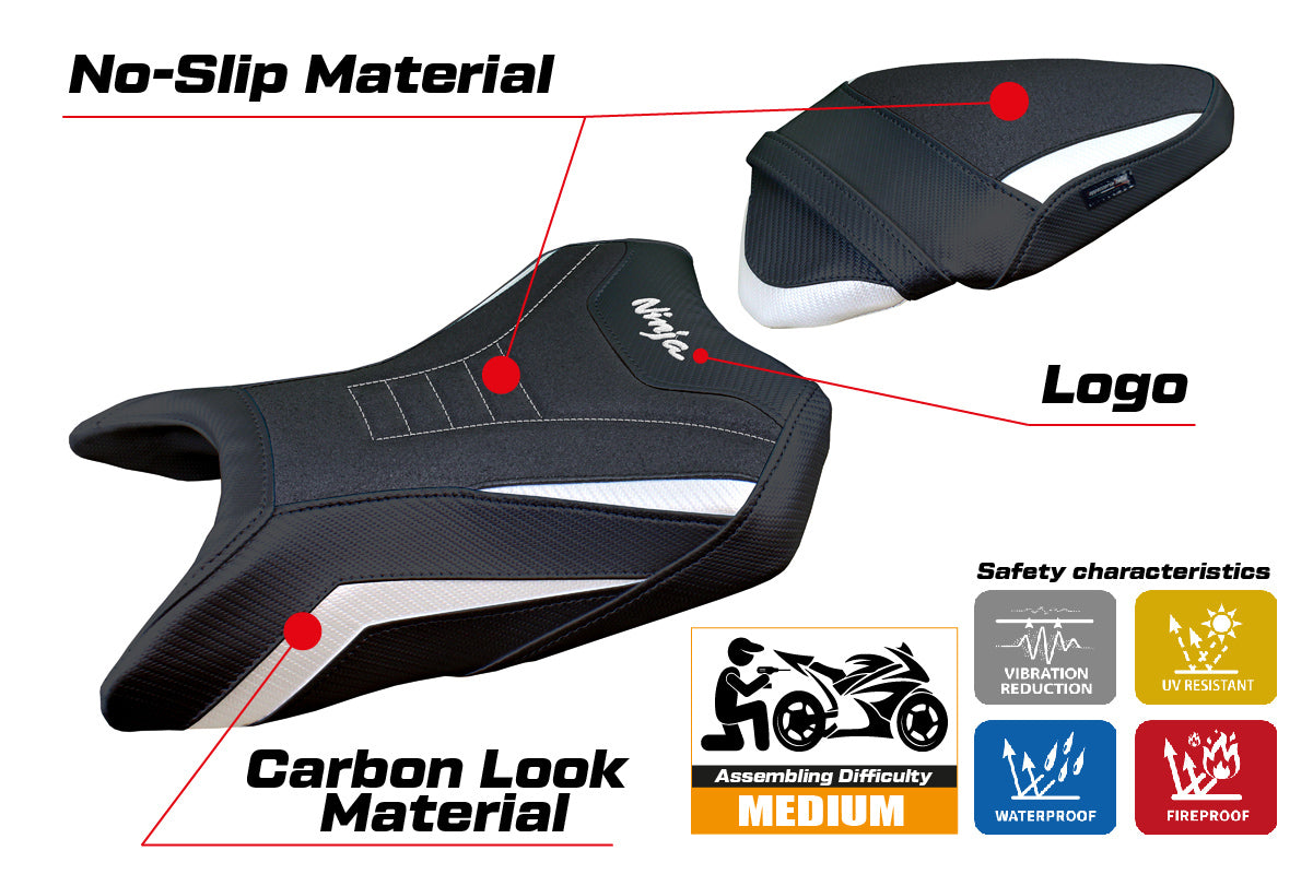 Tappezzeria Italia Kawasaki Ninja 500 2024-2025 Seat Cover Ultragrip in White and Black