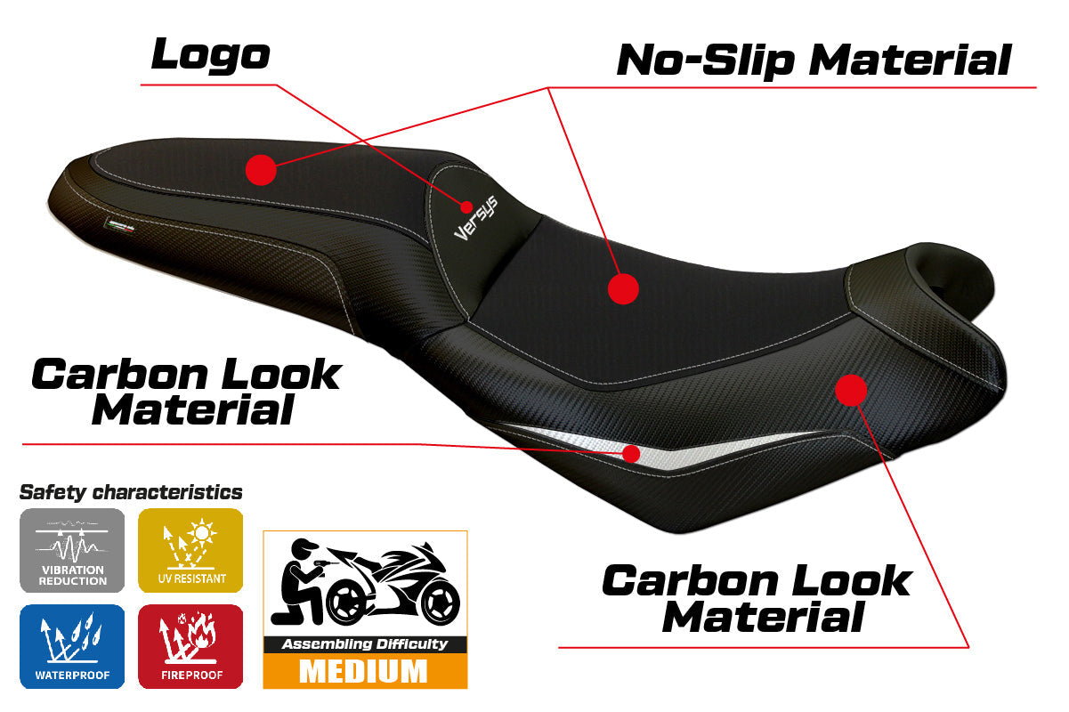 Tappezzeria Italia Kawasaki Versys 650 2007-2025 Seat Cover in White and Black