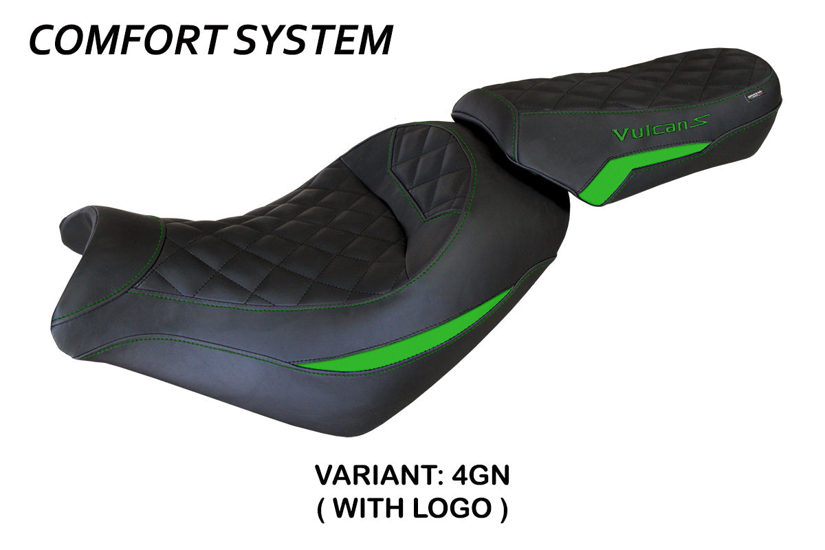 Tappezzeria Italia Kawasaki Vulcan 650 S 2014-2025 Seat Cover Comfort in Green and Black