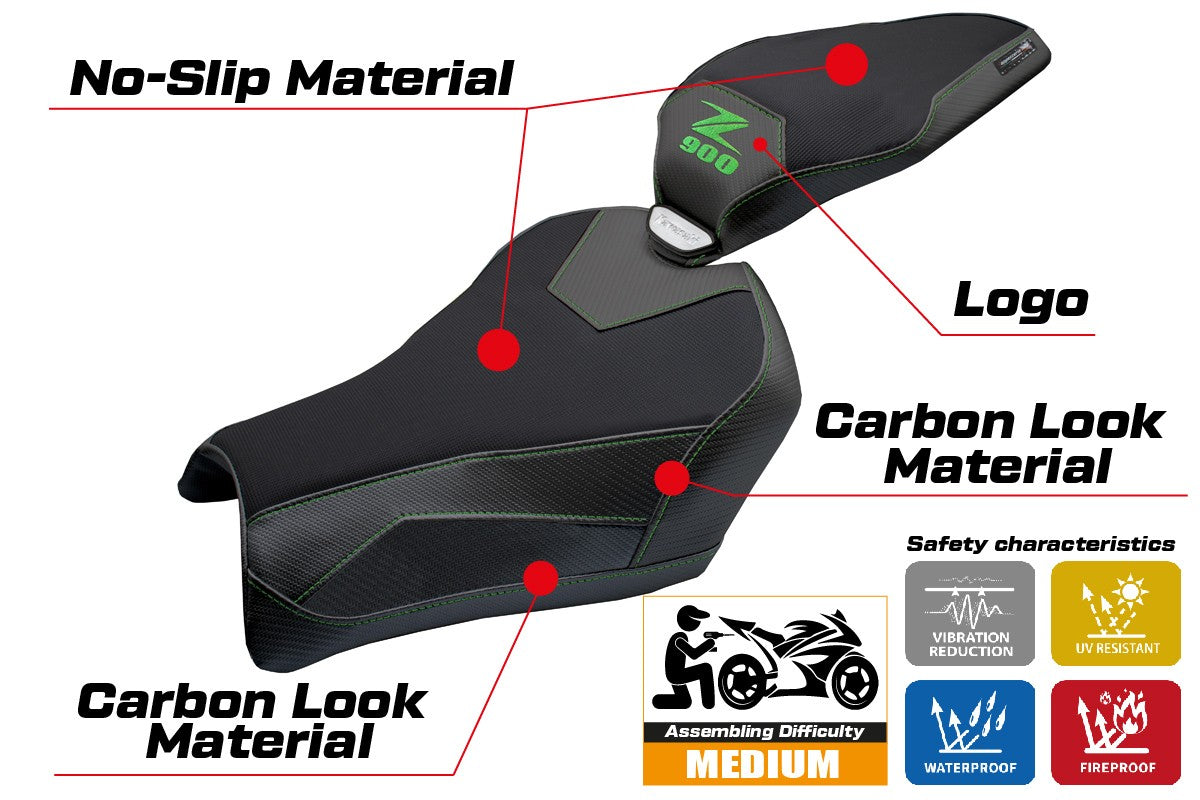 Tappezzeria Italia Kawasaki Z900 2025 Seat Cover Black Green