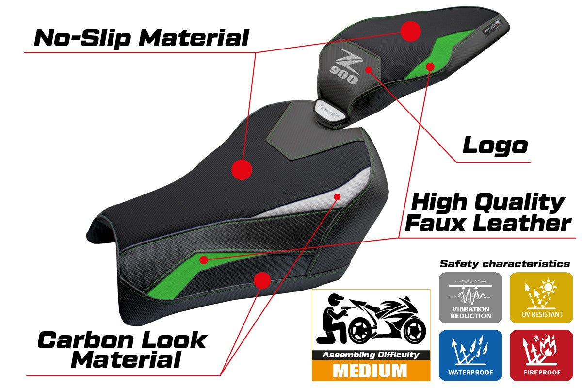 Tappezzeria Italia Kawasaki Z900 2025 Seat Cover Green Silver Black