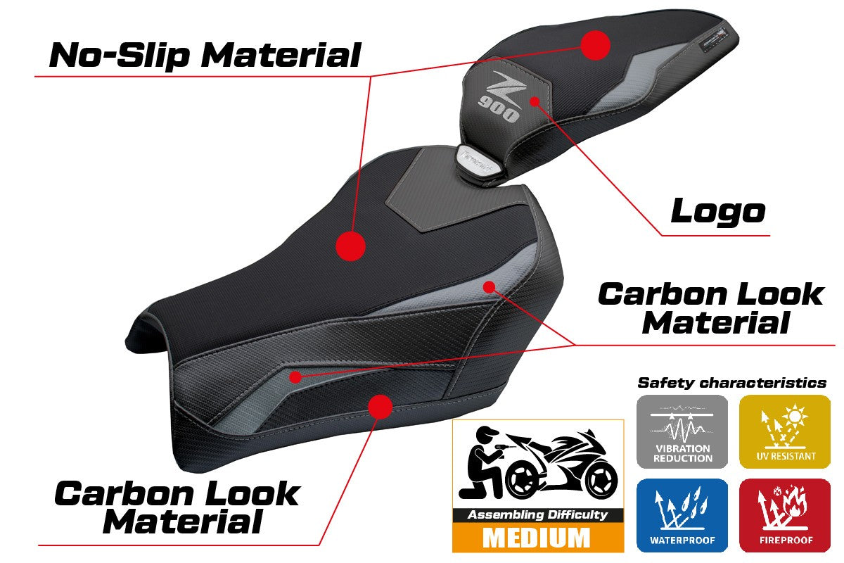 Tappezzeria Italia Kawasaki Z900 2025 Seat Cover Grey Black