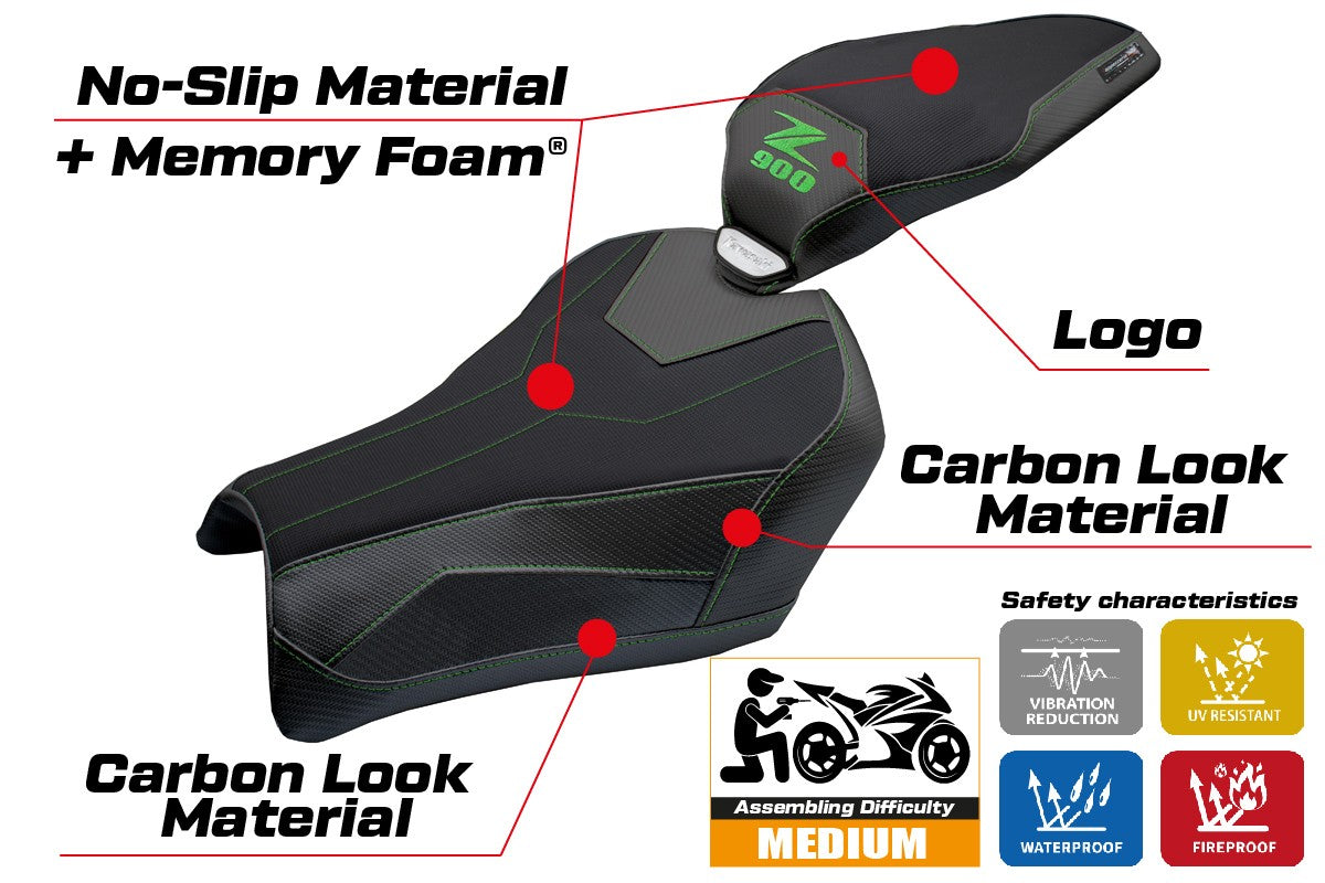 Tappezzeria Italia Kawasaki Z900 2025 Seat Cover Comfort Black Green