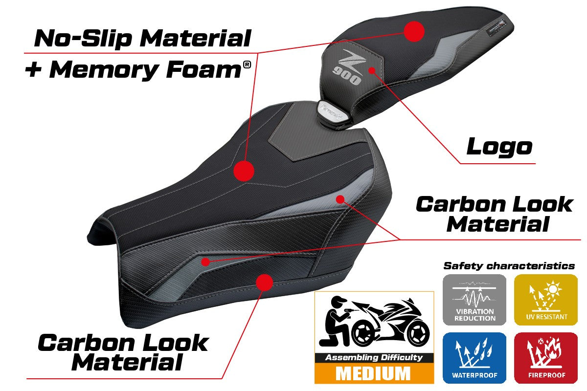 Tappezzeria Italia Kawasaki Z900 2025 Seat Cover Comfort Grey Black