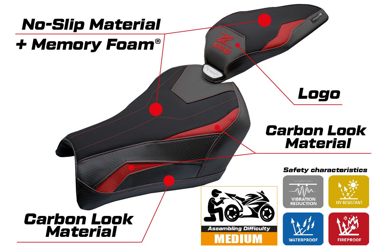 Tappezzeria Italia Kawasaki Z900 2025 Seat Cover Comfort Red Black