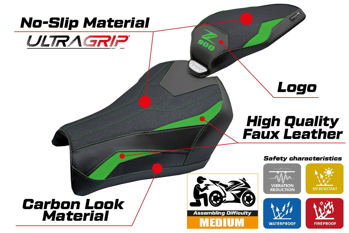 Tappezzeria Italia Kawasaki Z900 2025 Seat Cover Ultragrip Green Black