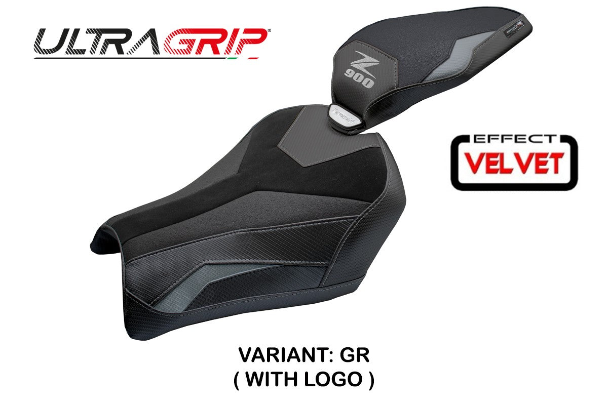Tappezzeria Italia Kawasaki Z900 2025 Seat Cover Velvet Ultragrip Grey Black