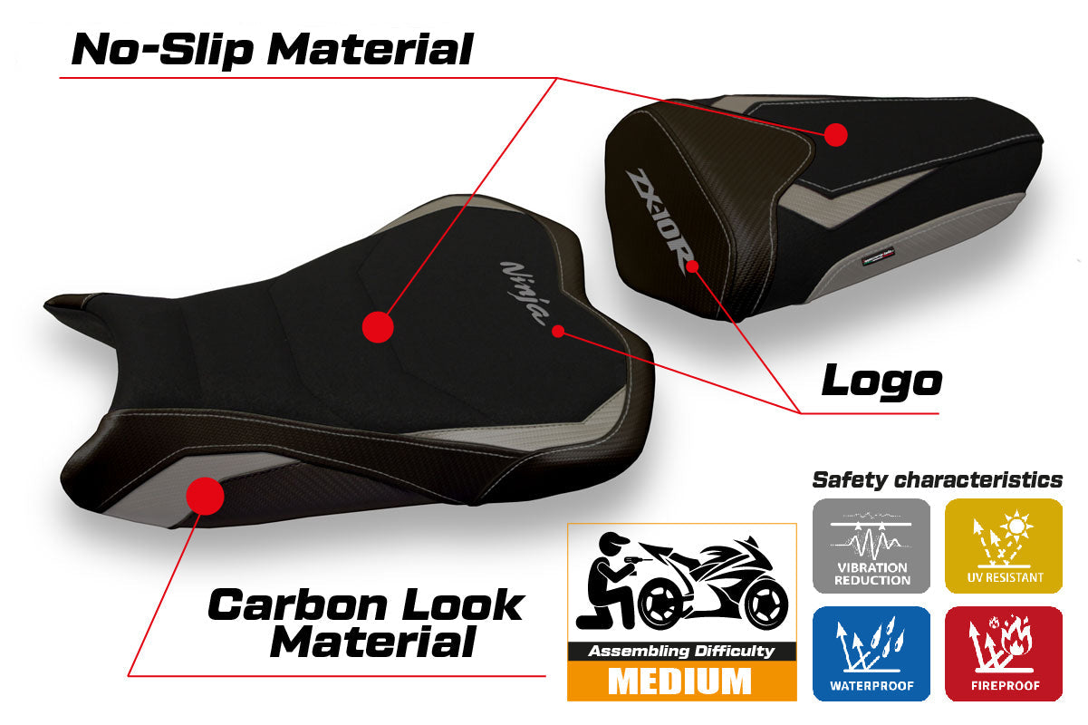 Tappezzeria Italia Kawasaki Ninja ZX10R 2008-2010 Seat Cover Ultragrip in Grey and Black