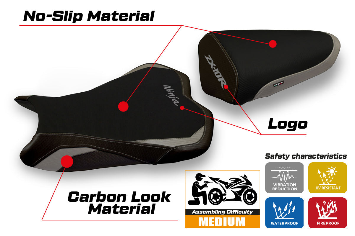 Tappezzeria Italia Kawasaki Ninja ZX10R 2008-2010 Seat Cover in Grey and Black