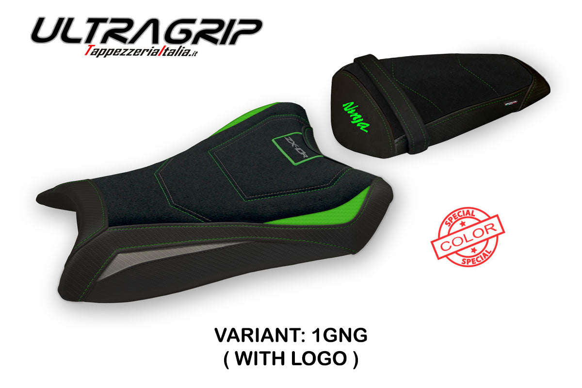 Tappezzeria Italia Kawasaki Ninja ZX10R 2011-2015 Seat Cover Ultragrip in Green and Grey