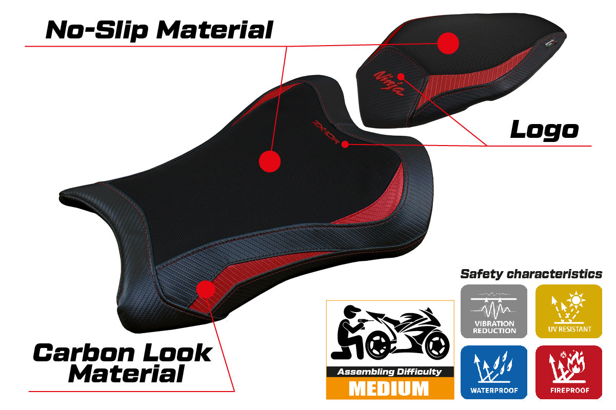 Tappezzeria Italia Kawasaki Ninja ZX10R 2021-2025 Seat Cover in Red and Black