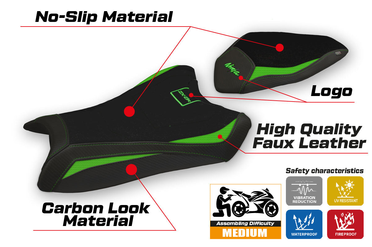 Tappezzeria Italia Kawasaki Ninja ZX10R 2016-2020 Seat Cover Green Black