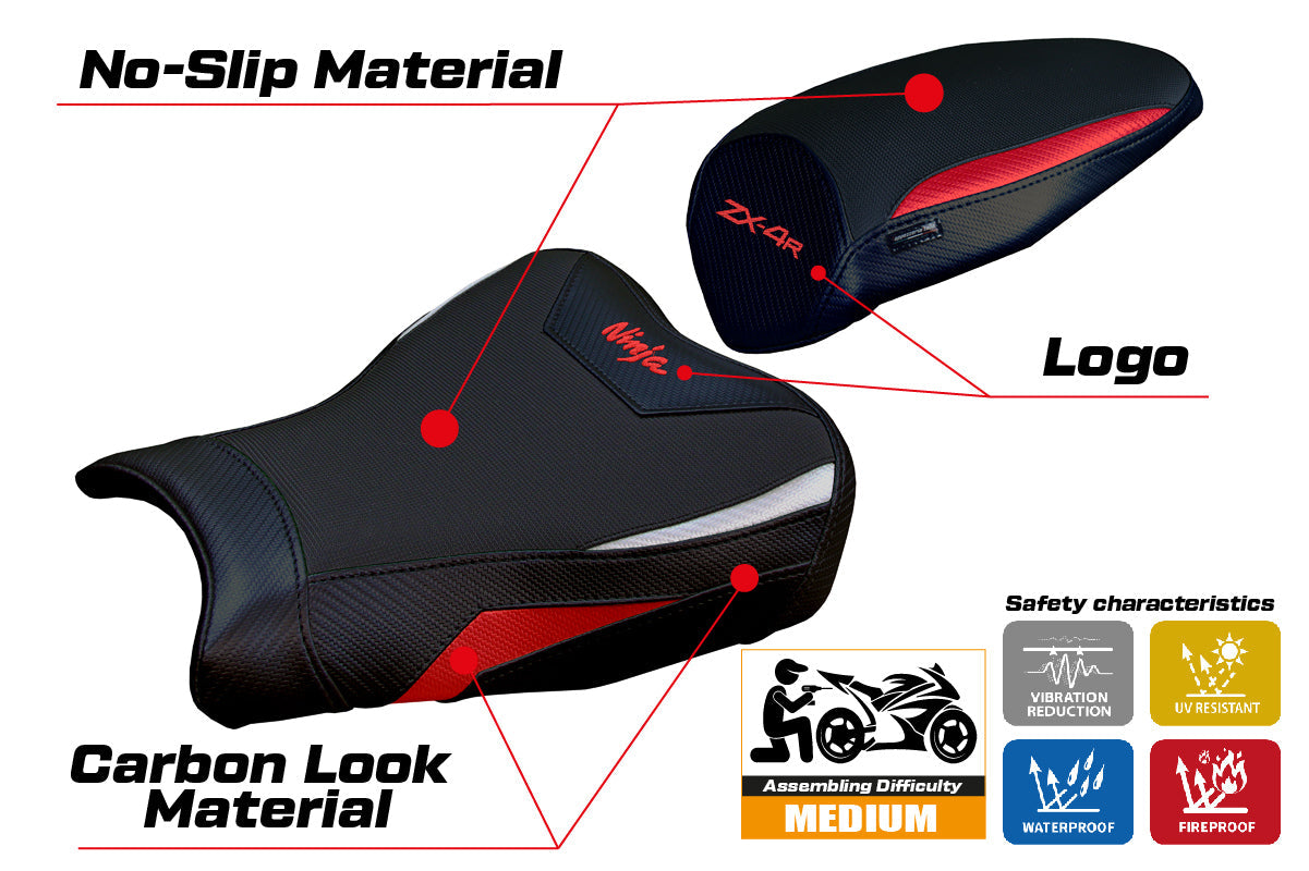 Tappezzeria Italia Kawasaki ZX4R 2023-2025 Seat Cover in Red Silver Black