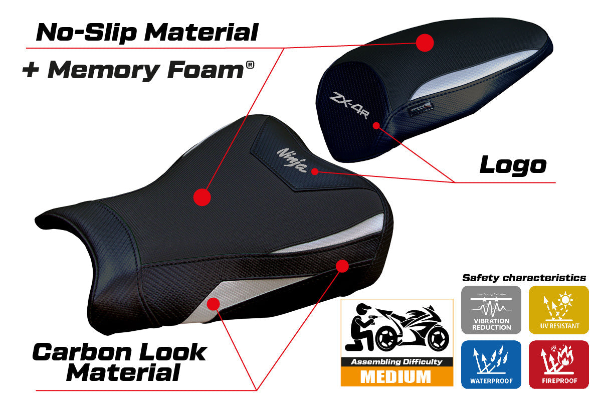 Tappezzeria Italia Kawasaki ZX4R 2023-2025 Seat Cover Comfort in Silver and Black