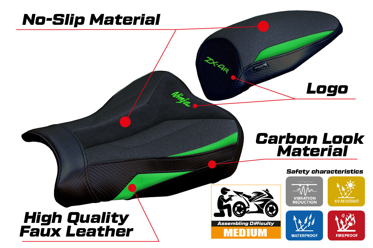 Tappezzeria Italia Kawasaki ZX4R 2023-2025 Seat Cover Ultragrip in Green and Black