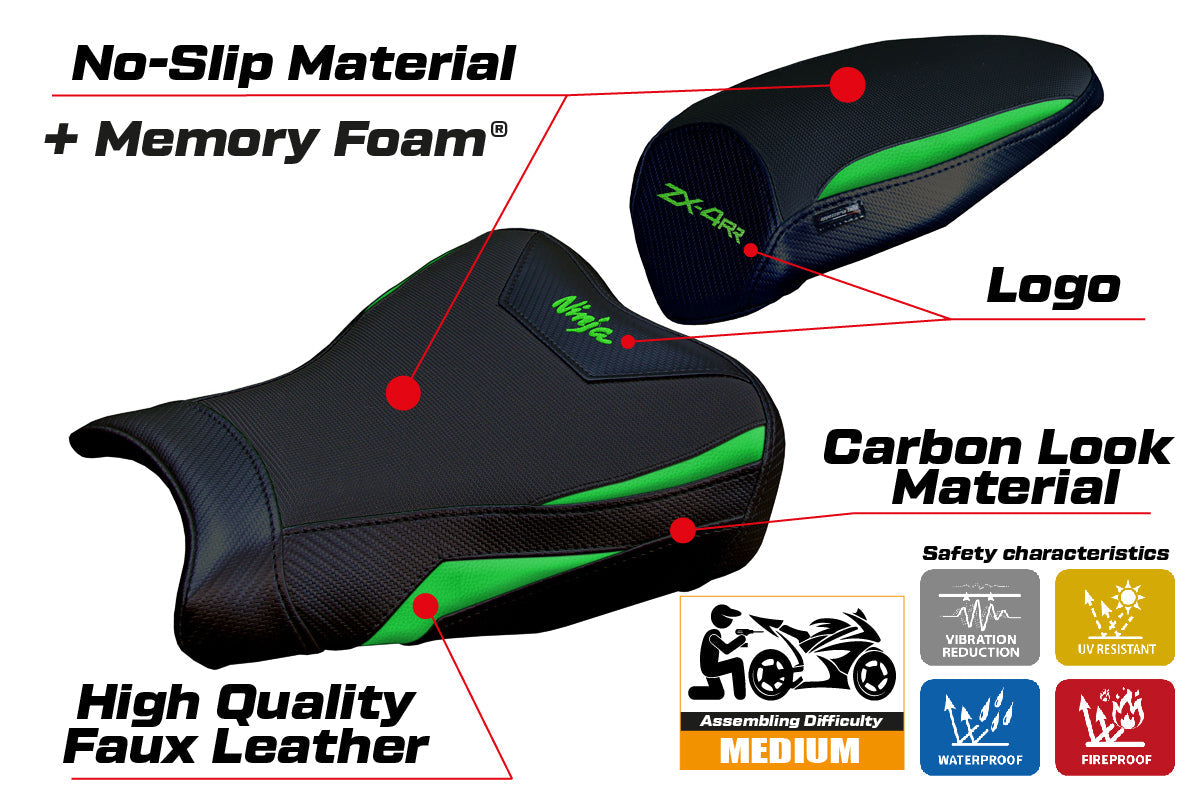Tappezzeria Italia Kawasaki ZX4RR 2023-2025 Seat Cover Comfort in Green and Black