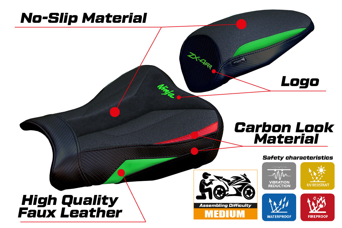 Tappezzeria Italia Kawasaki ZX4RR 2023-2025 Seat Cover Ultragrip in Green Red and Black