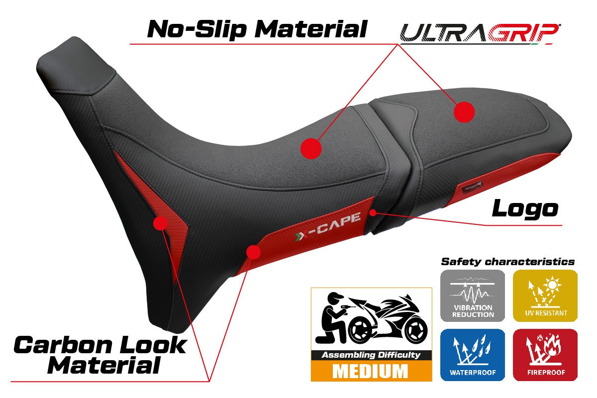 Tappezzeria Italia Moto Morini X Cape 650 700 2021-2025 Seat Cover Ultragrip Red Black