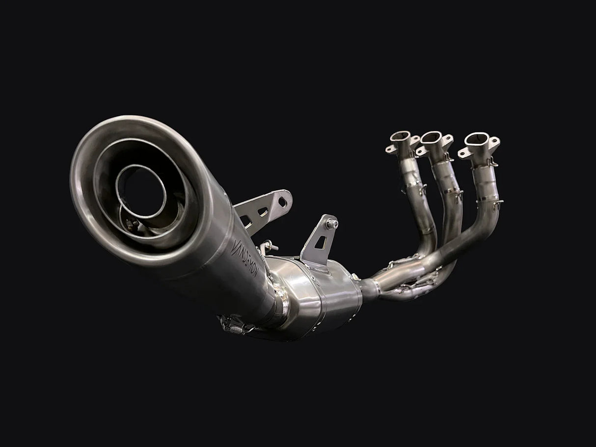 Vandemon Triumph 765 S/R/RS and Moto 2 Street Triple Slash Cut Titanium Exhaust 2023-2024 TRIUM765STTIEXB VA-149