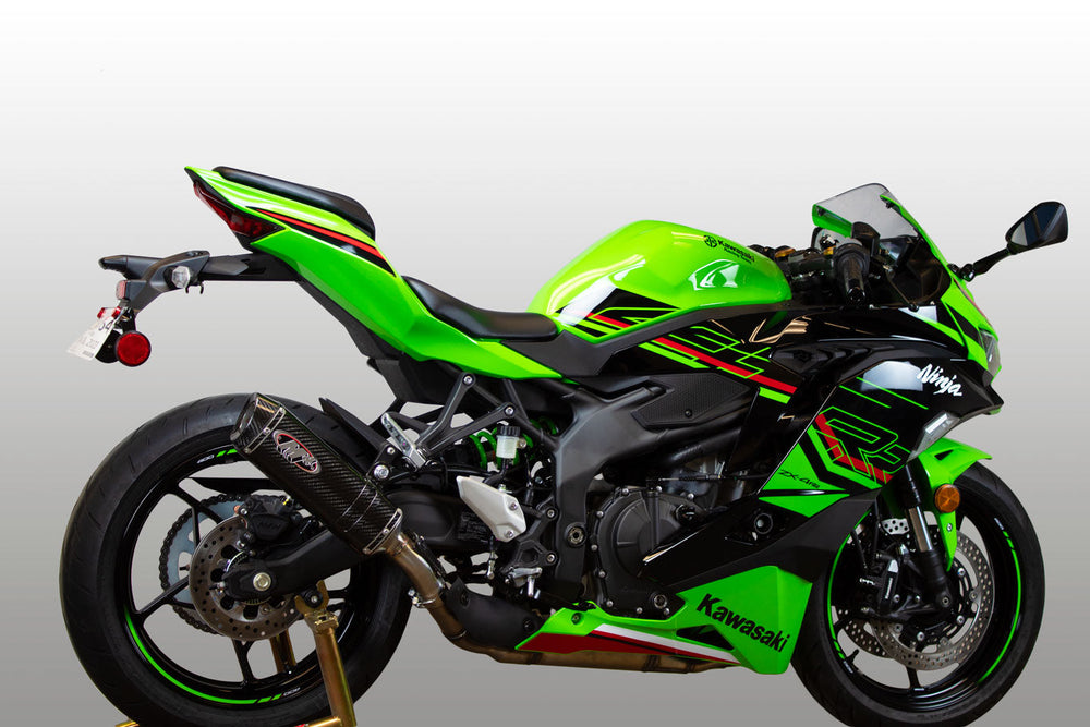 M4 slip-on with X96 carbon fiber canister and carbon fiber heat guard 2023- 2025 Kawasaki ZX-4RR  KA4414