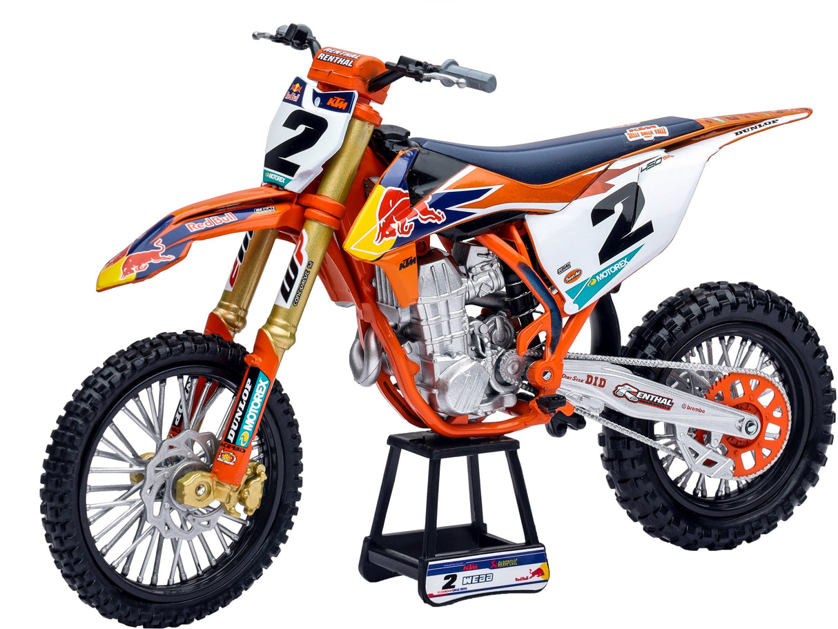 NEW-RAY1:10 Scale Red Bull Ktm Cooper Webb #2 With #1 Sticker Plate58213