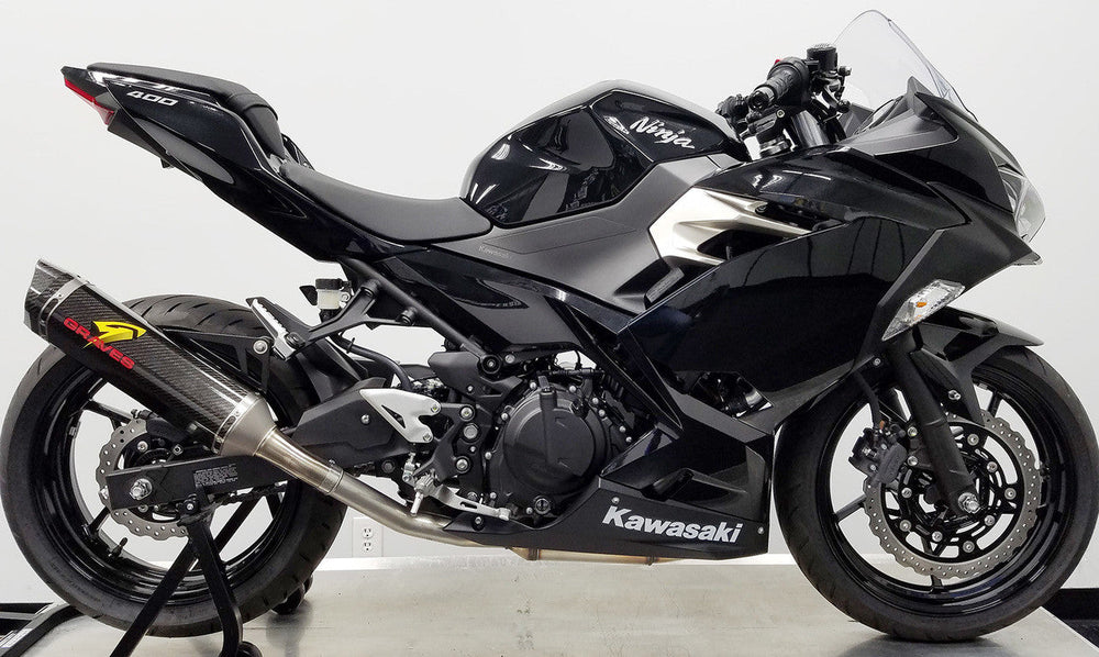 Graves Motorsports  Cat Back Slip-On Exhaust Carbon Ninja Ex /Z 400 2018-2023 /Ninja 500 /Z  2024 -2025 3 Exk-18ex4-Cbsc