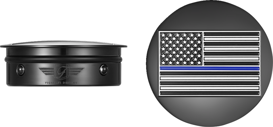 FIGURATI DESIGNS Swing Arm Covers - Blue Line American Flag - Custom - Black - Reversed FD71-AFBL-BLK