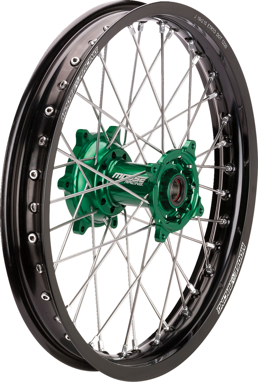 MOOSE RACING Wheel Assembly - SX-1 - Complete - Rear - Black Wheel/Green Hub - 18x2.15 KR-21518BKGN