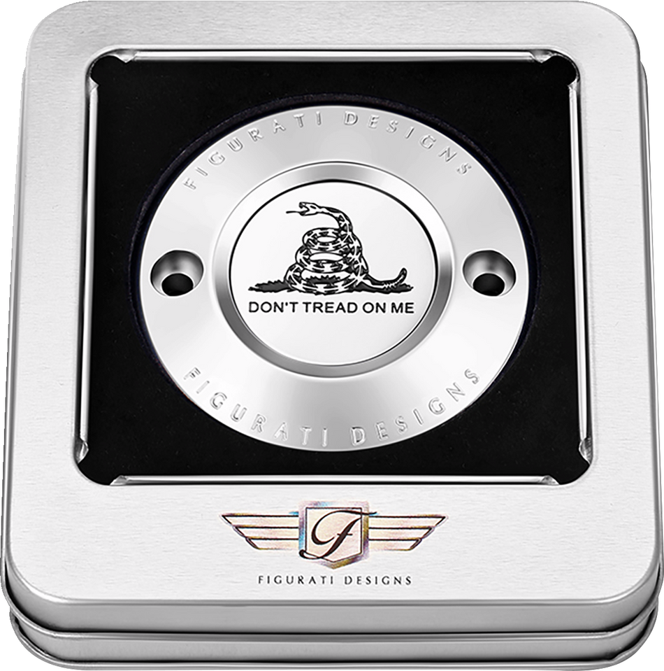 FIGURATI DESIGNS Timing Cover - 2 Hole - Don't Tread on Me - Stainless Steel FD40-TC-2H-SS