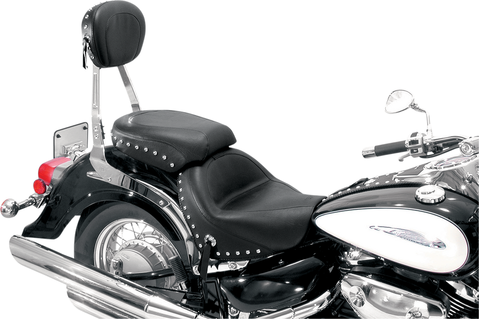 MUSTANG Seat - Wide - Touring - Without Backrest - Two-Piece - Chrome Studded - Black w/Conchos 75810