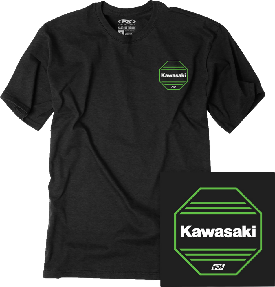 FACTORY EFFEX Kawasaki Octagon T-Shirt - Heather Black - Large 27-87114