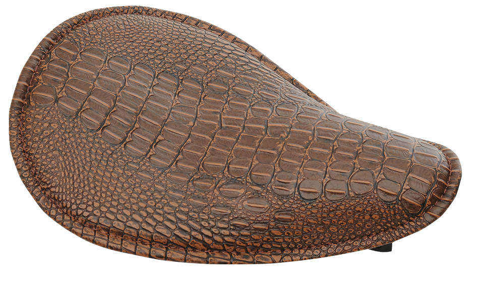 DRAG SPECIALTIES Seat - Spring Solo - Low-Profile - Small - Faux Alligator/Brown Stitching 0806-0096