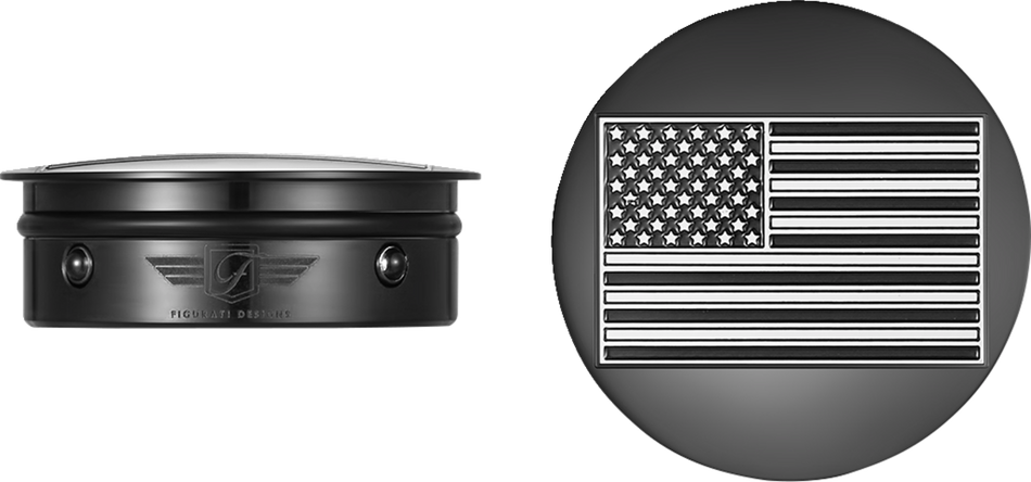 FIGURATI DESIGNS Swing Arm Covers - Black Contrast Cut American Flag - Custom - Reversed - Black FD26R-AF-CC-BK