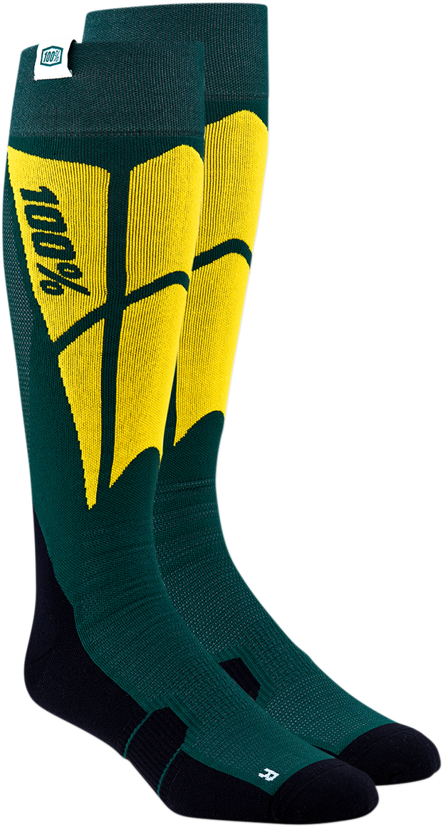 100% Hi-Side Performance Socks - Green - Large/XL 24008-005-18
