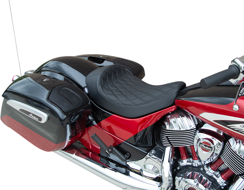 DRAG SPECIALTIES Solo Seat - Double Diamond - Black Stitching - '14-22 Indian 0810-2267