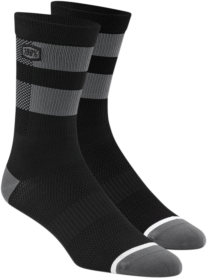 100% Flow Performance Socks - Black/Gray - Small/Medium 20049-00002