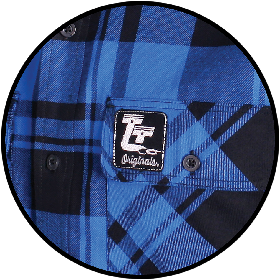 THROTTLE THREADS Long-Sleeve Flannel Shirt - Blue/Black - Small TT635S68BLSR