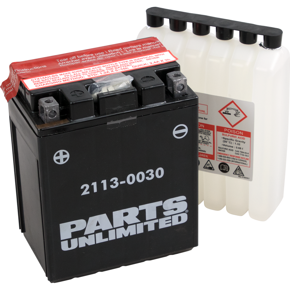 Parts Unlimited Agm Battery - Ytx14ahbs .798l Ctx14ah-Bs