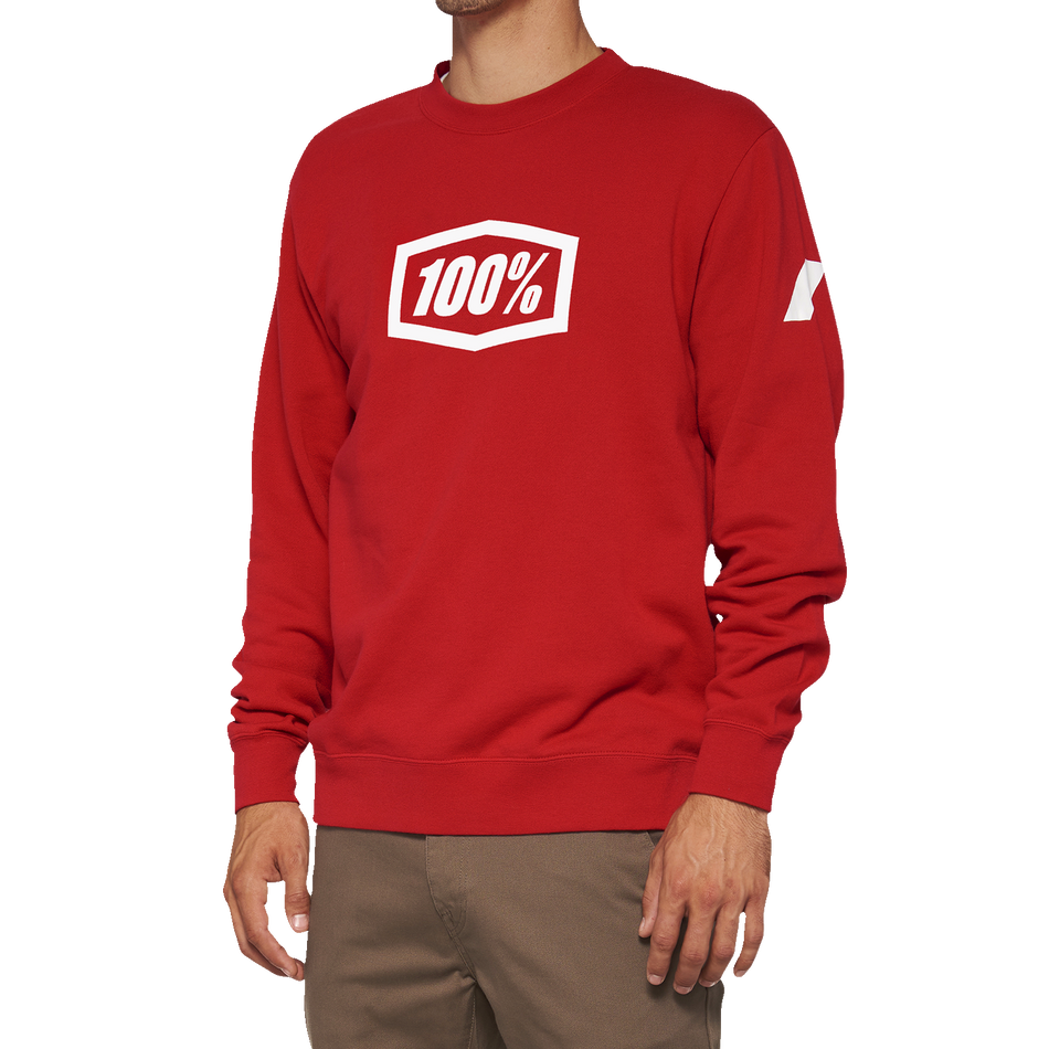 100% Icon Long-Sleeve Fleece Sweatshirt - Red - Small 20026-00010
