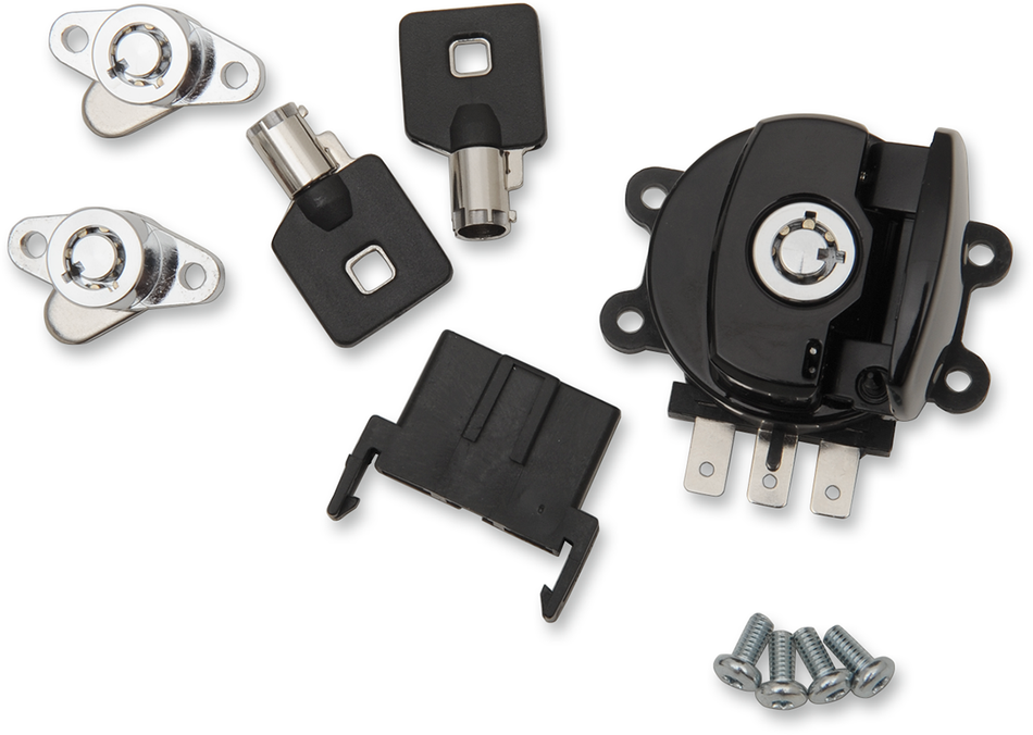 DRAG SPECIALTIES Side Hinge Ignition Switch with Saddlebag Lock - Gloss Black E21-0209GB/45