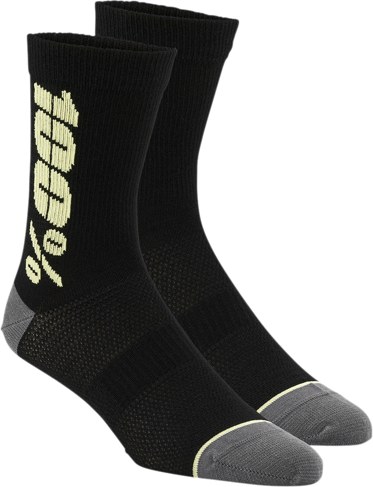 100% Rythym Socks - Black/Yellow - Small/Medium 24006-014-17