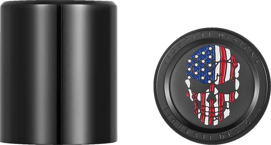 FIGURATI DESIGNS Docking Hardware Covers - Red/White/Blue American Flag Skull - Black FD25-DC-2730-BK