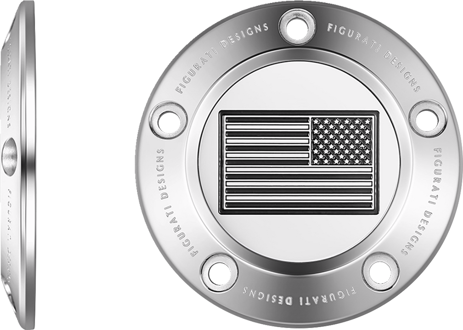 FIGURATI DESIGNS Timing Cover - 5 Hole - American - Contrast Cut - Stainless Steel FD26R-TC-5H-SS