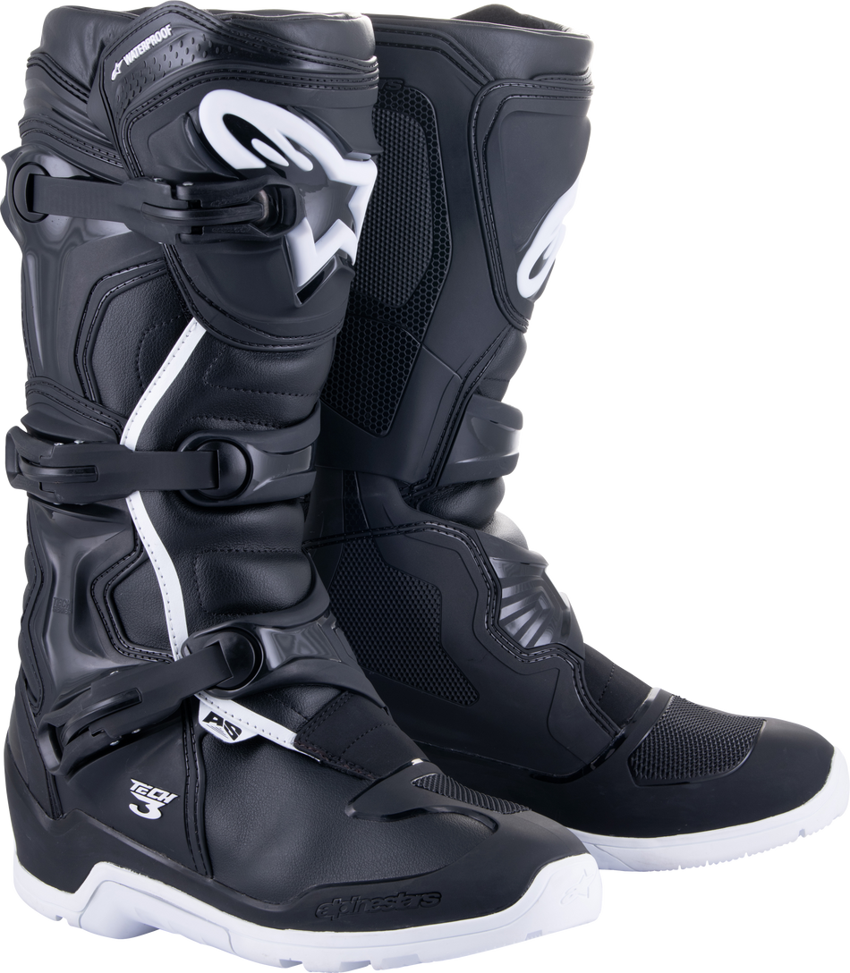 ALPINESTARS Tech 3 Enduro Wtrprf Boots Black/White Sz 5 2013324-12-5